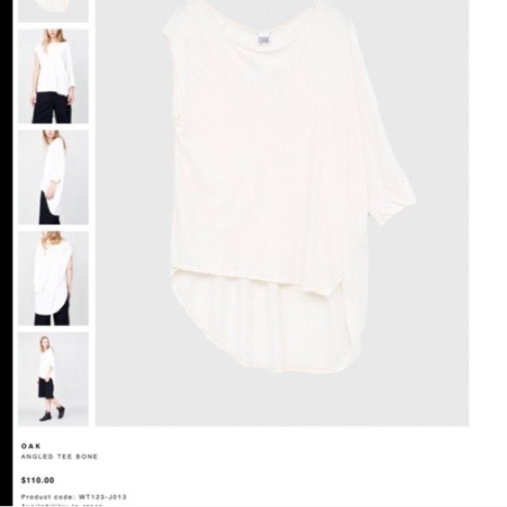 NEW! OAK linen blend creamy white asymmetrical tee